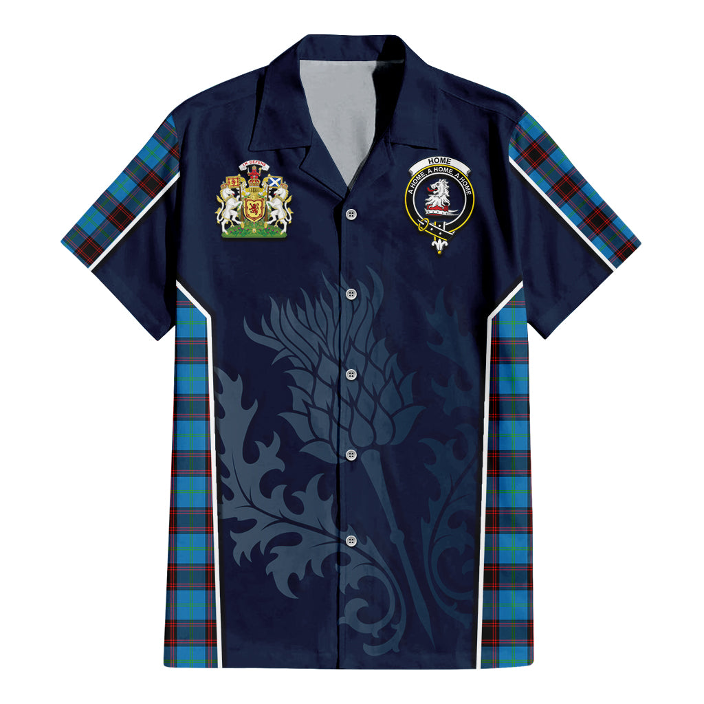 Tartan Vibes Clothing Home Ancient Tartan Short Sleeve Button Up Shirt with Family Crest and Scottish Thistle Vibes Sport Style