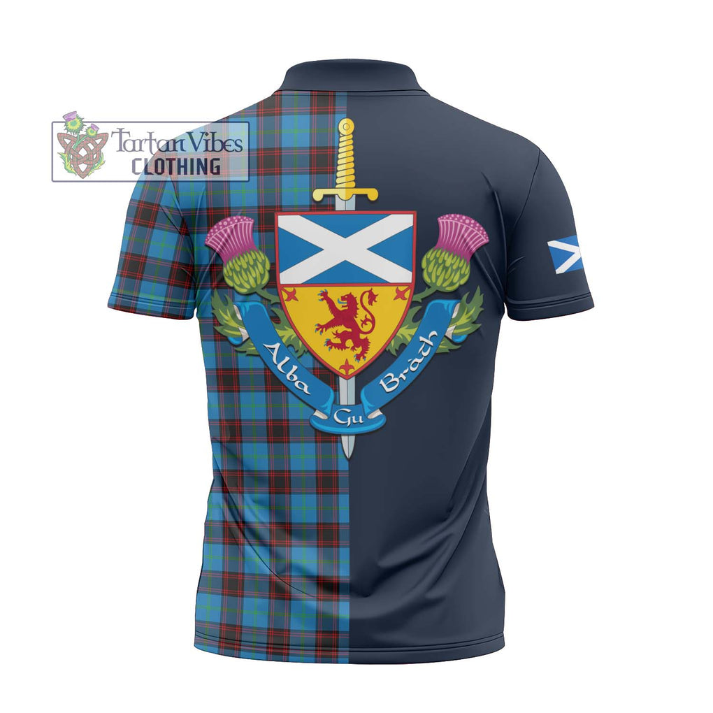 Tartan Vibes Clothing Home Ancient Tartan Zipper Polo Shirt with Scottish Lion Royal Arm Half Style