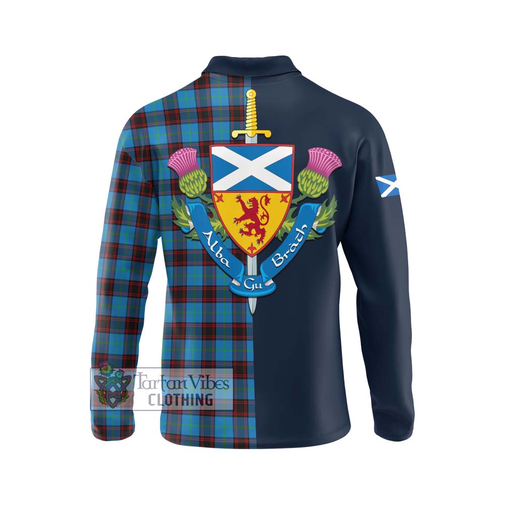 Tartan Vibes Clothing Home Ancient Tartan Long Sleeve Polo Shirt with Scottish Lion Royal Arm Half Style