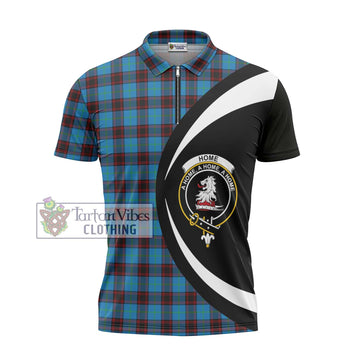 Home Ancient Tartan Zipper Polo Shirt with Family Crest Circle Style