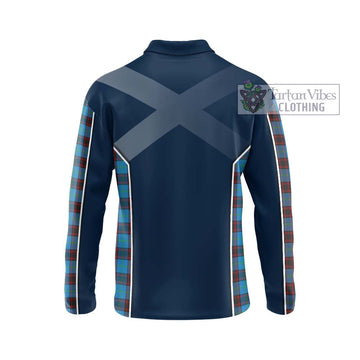 Home Ancient Tartan Long Sleeve Polo Shirt with Family Crest and Lion Rampant Vibes Sport Style