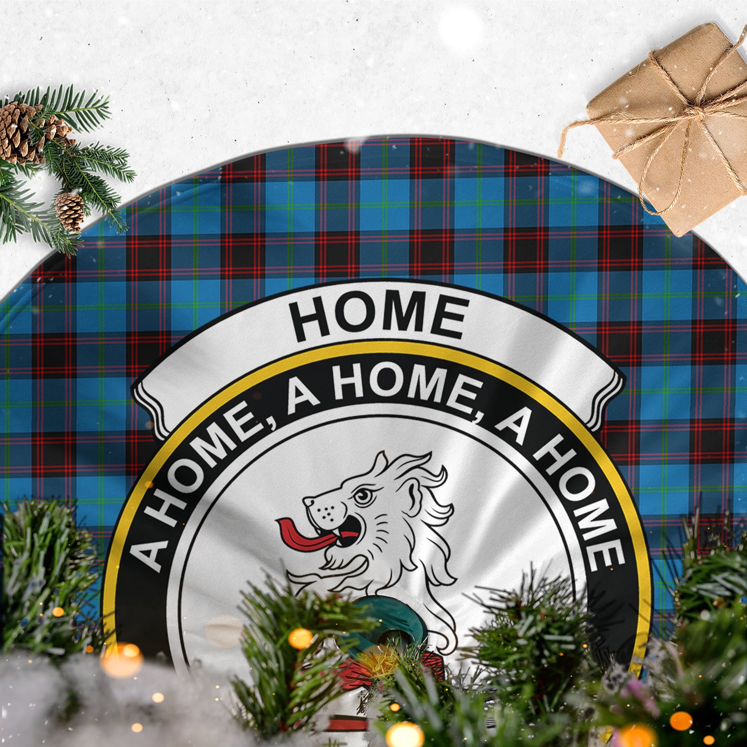 Home Ancient Tartan Christmas Tree Skirt with Family Crest - Tartanvibesclothing