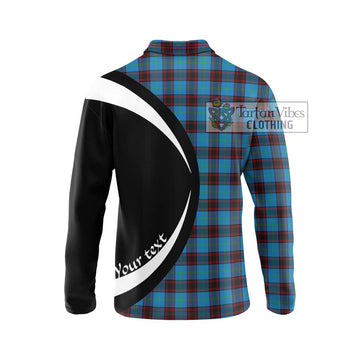 Home Ancient Tartan Long Sleeve Polo Shirt with Family Crest Circle Style