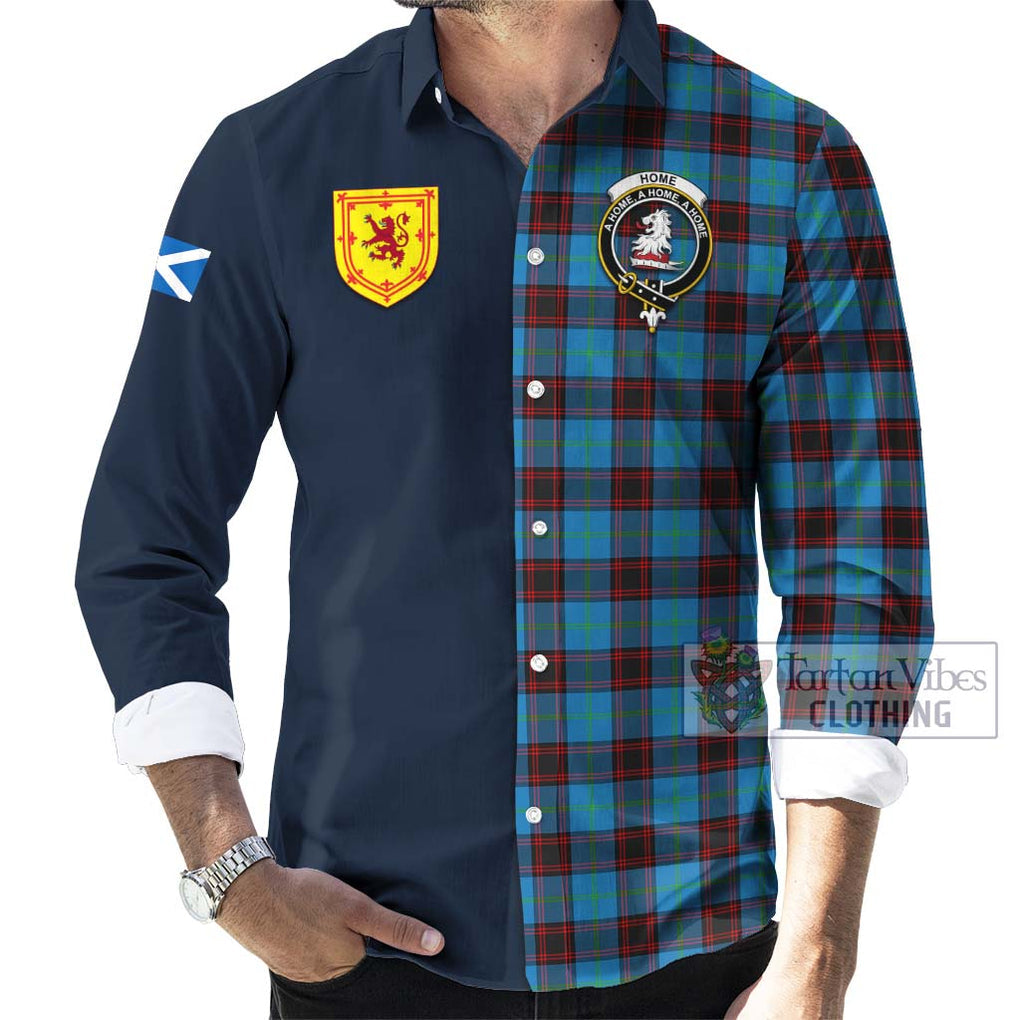 Tartan Vibes Clothing Home Ancient Tartan Long Sleeve Button Shirt with Scottish Lion Royal Arm Half Style