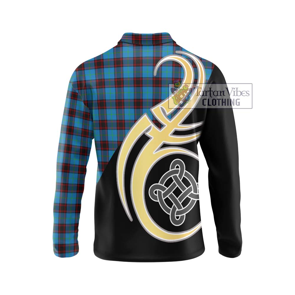 Home Ancient Tartan Long Sleeve Polo Shirt with Family Crest and Celtic Symbol Style - Tartan Vibes Clothing