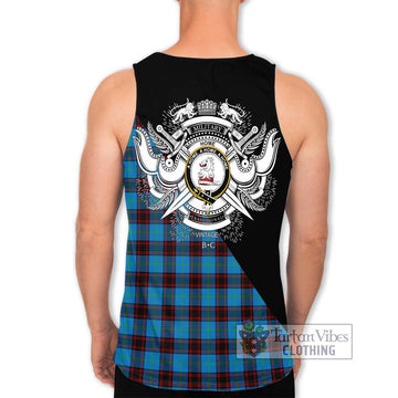 Home Ancient Tartan Men's Tank Top with Family Crest and Military Logo Style