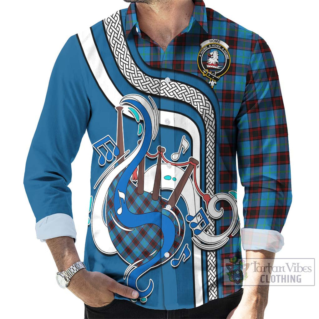 Home Ancient Tartan Long Sleeve Button Shirt with Epic Bagpipe Style - Tartanvibesclothing Shop