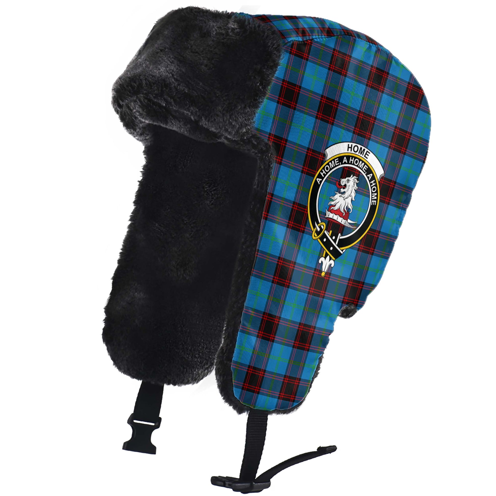 Home Ancient Tartan Winter Trapper Hat with Family Crest - Tartanvibesclothing