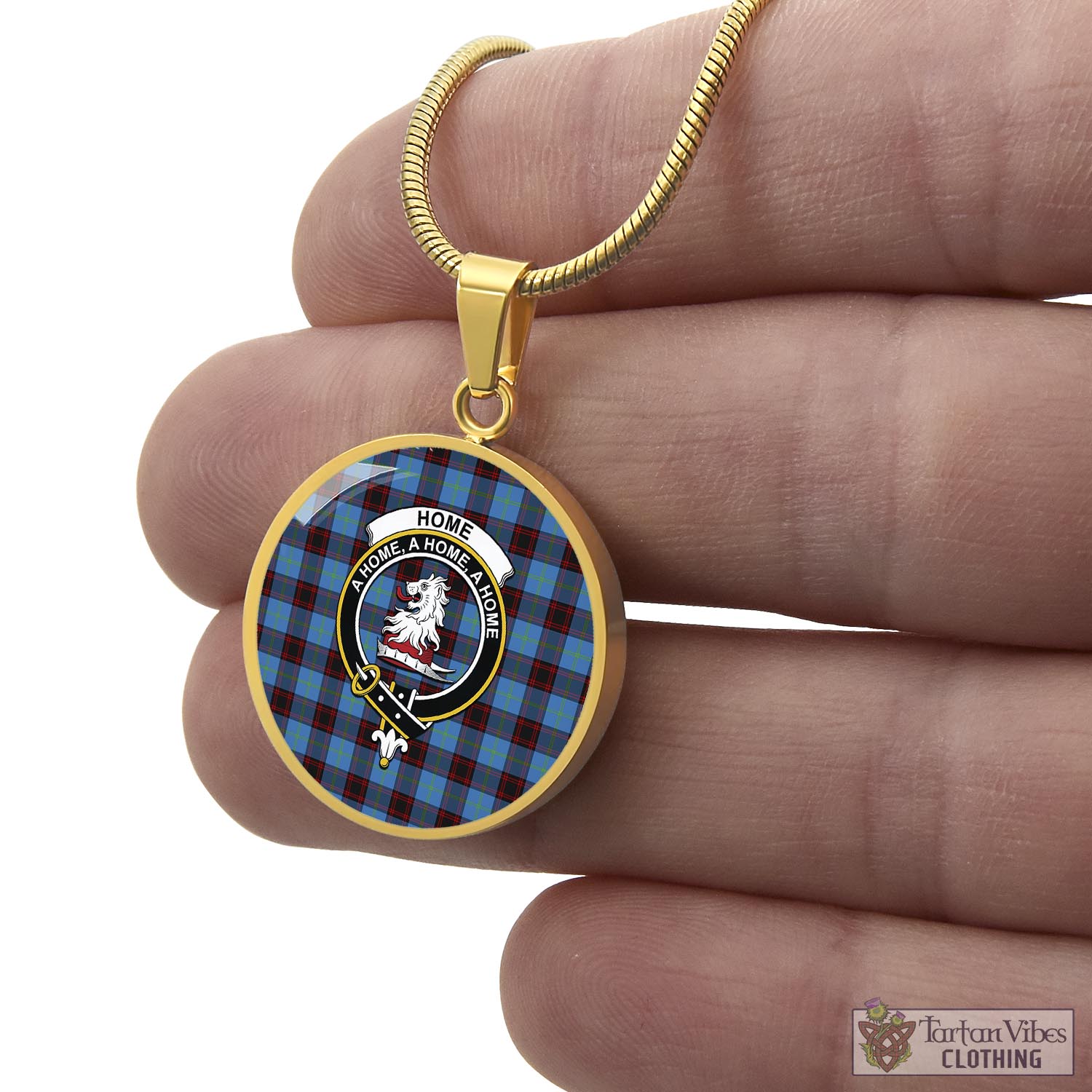 Tartan Vibes Clothing Home Ancient Tartan Circle Necklace with Family Crest