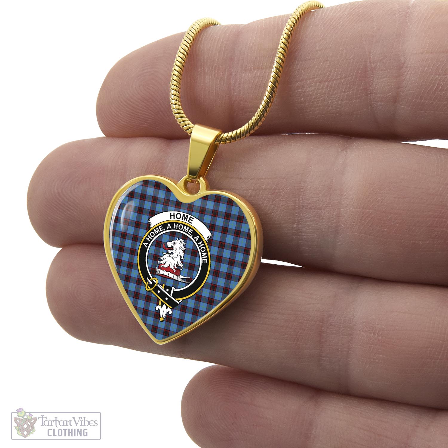 Tartan Vibes Clothing Home Ancient Tartan Heart Necklace with Family Crest