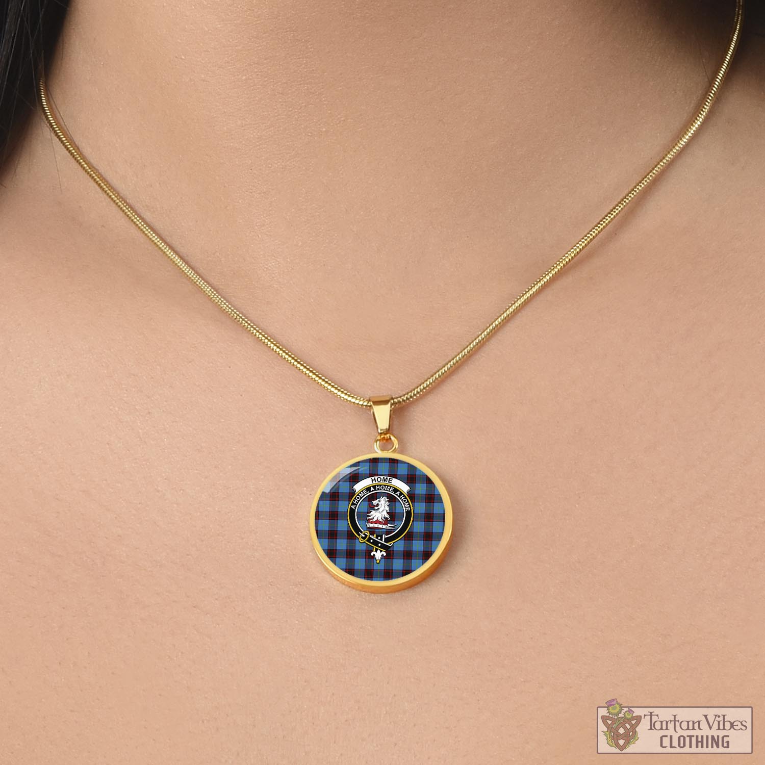 Tartan Vibes Clothing Home Ancient Tartan Circle Necklace with Family Crest