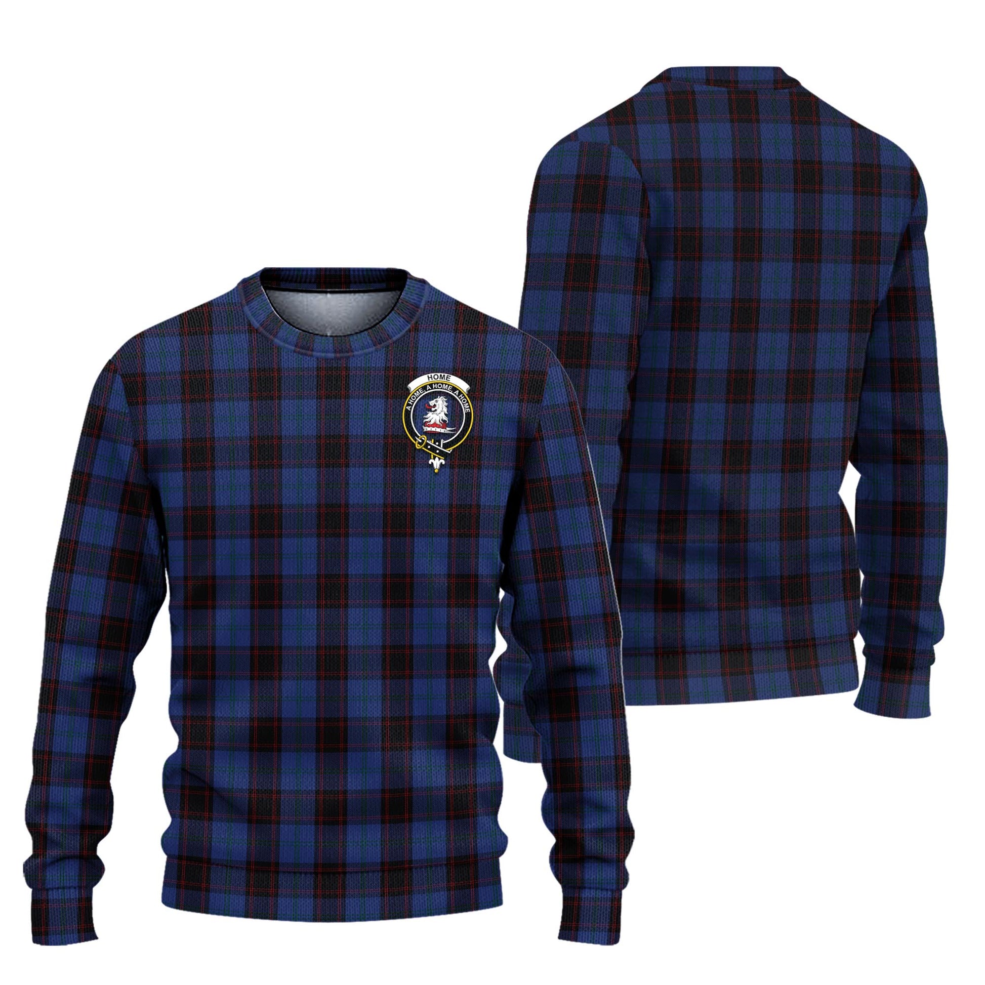 Home (Hume) Tartan Knitted Sweater with Family Crest Unisex - Tartanvibesclothing