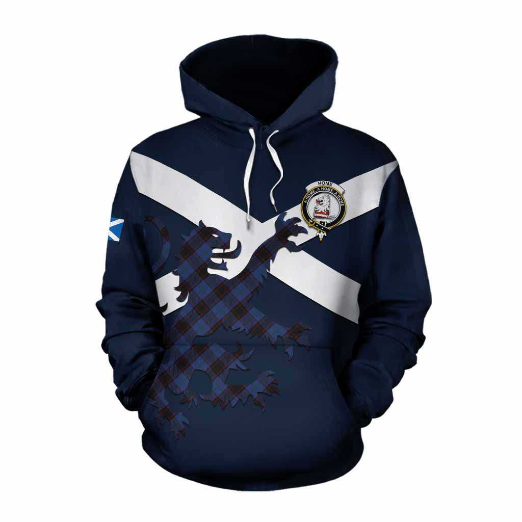 Tartan Vibes Clothing Home (Hume) Tartan Lion Rampant Cotton Hoodie Proudly Display Your Heritage with Alba Gu Brath and Clan Name