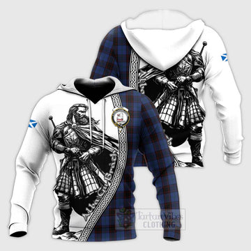 Home (Hume) Tartan Clan Crest Knitted Hoodie with Highlander Warrior Celtic Style