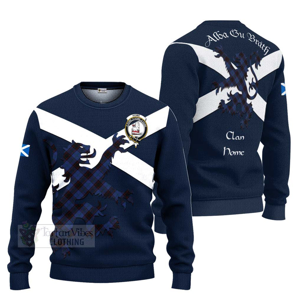 Tartan Vibes Clothing Home (Hume) Tartan Lion Rampant Knitted Sweater – Proudly Display Your Heritage with Alba Gu Brath and Clan Name