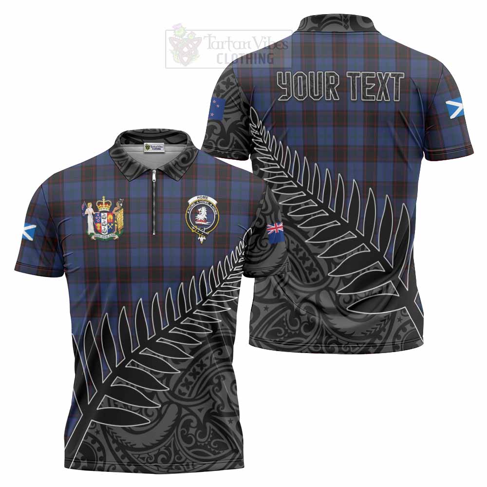 Tartan Vibes Clothing Home (Hume) Crest Tartan Zipper Polo Shirt with New Zealand Silver Fern Half Style