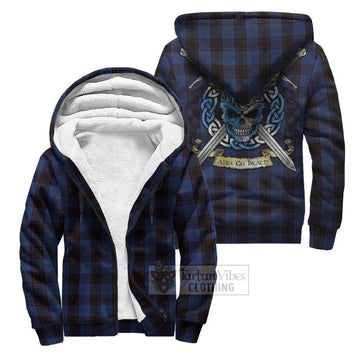 Home (Hume) Tartan Sherpa Hoodie with Family Crest Celtic Skull Style