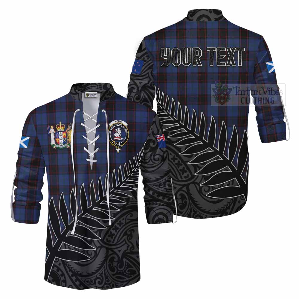 Tartan Vibes Clothing Home (Hume) Crest Tartan Ghillie Kilt Shirt with New Zealand Silver Fern Half Style