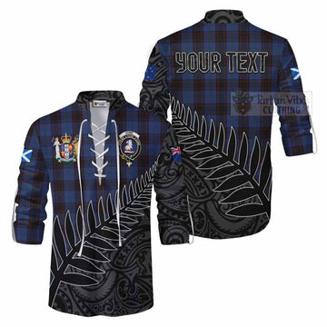 Home (Hume) Crest Tartan Ghillie Kilt Shirt with New Zealand Silver Fern Half Style