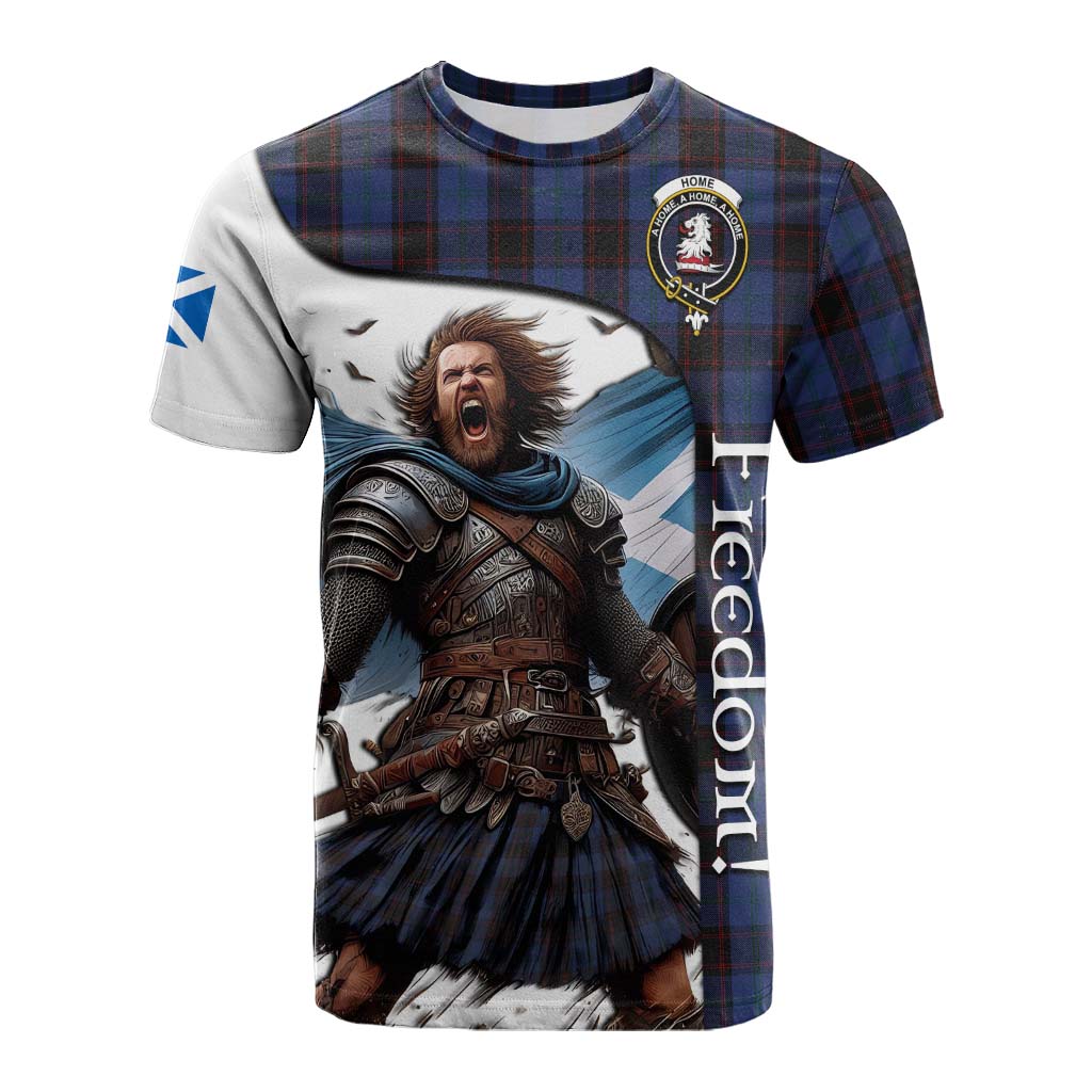 Tartan Vibes Clothing Home (Hume) Crest Tartan Cotton T-shirt Inspired by the Freedom of Scottish Warrior