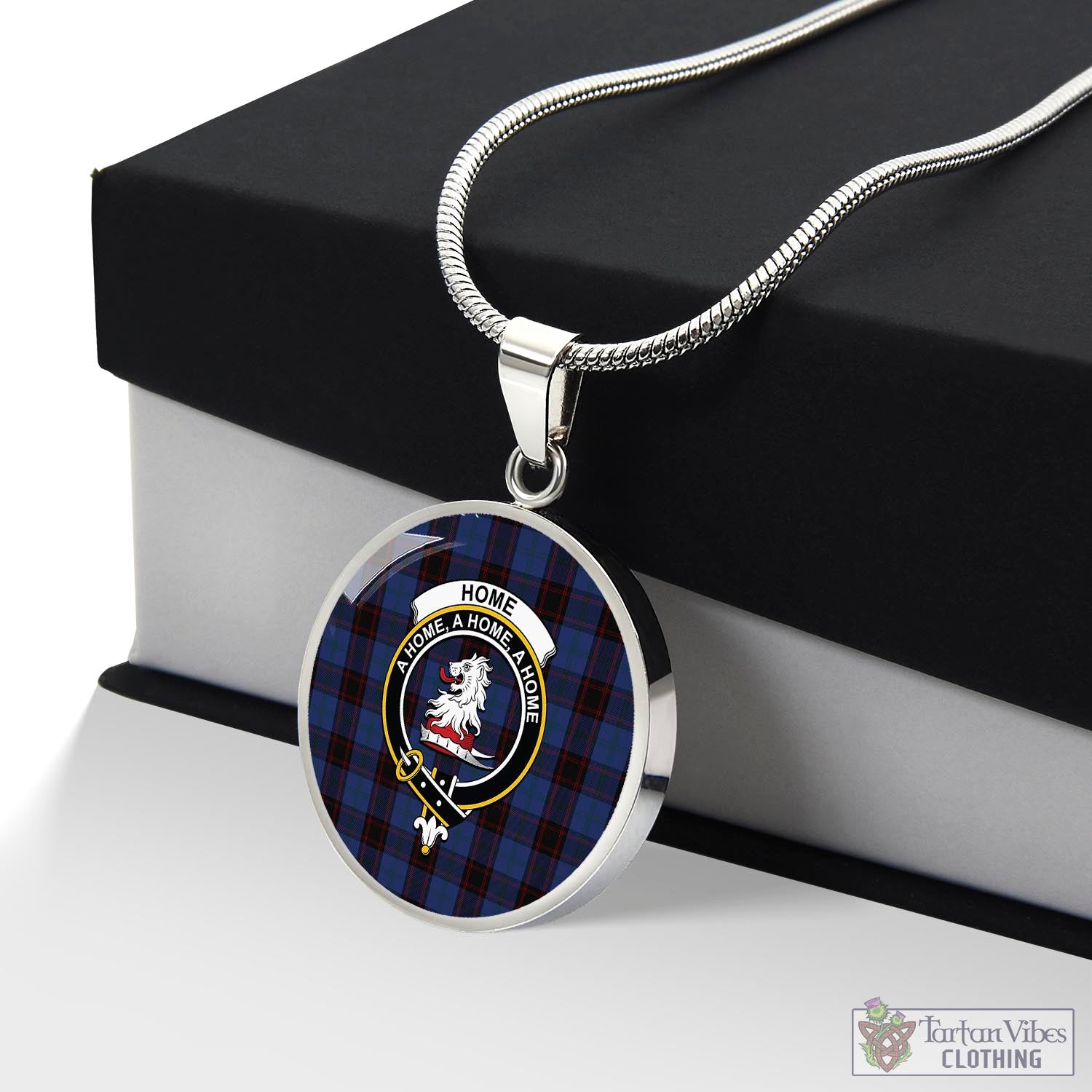 Tartan Vibes Clothing Home (Hume) Tartan Circle Necklace with Family Crest