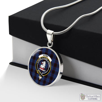 Home (Hume) Tartan Circle Necklace with Family Crest