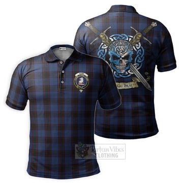 Home (Hume) Tartan Polo Shirt with Family Crest Celtic Skull Style