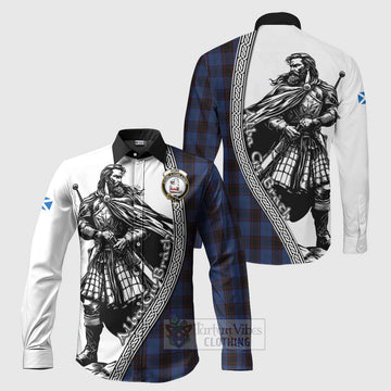 Home (Hume) Tartan Clan Crest Long Sleeve Button Shirt with Highlander Warrior Celtic Style