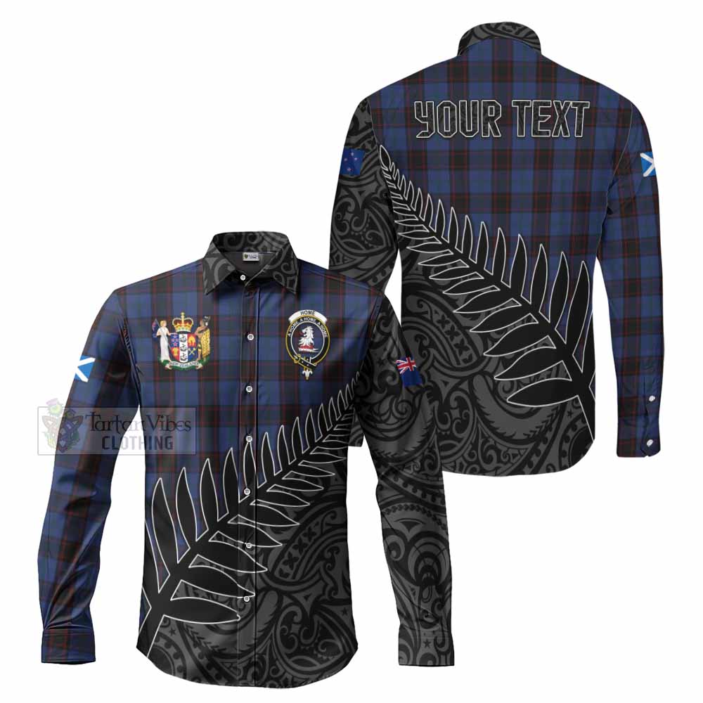 Tartan Vibes Clothing Home (Hume) Crest Tartan Long Sleeve Button Shirt with New Zealand Silver Fern Half Style