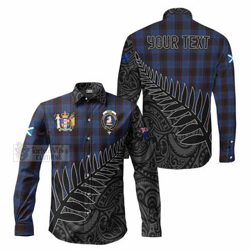 Home (Hume) Crest Tartan Long Sleeve Button Shirt with New Zealand Silver Fern Half Style