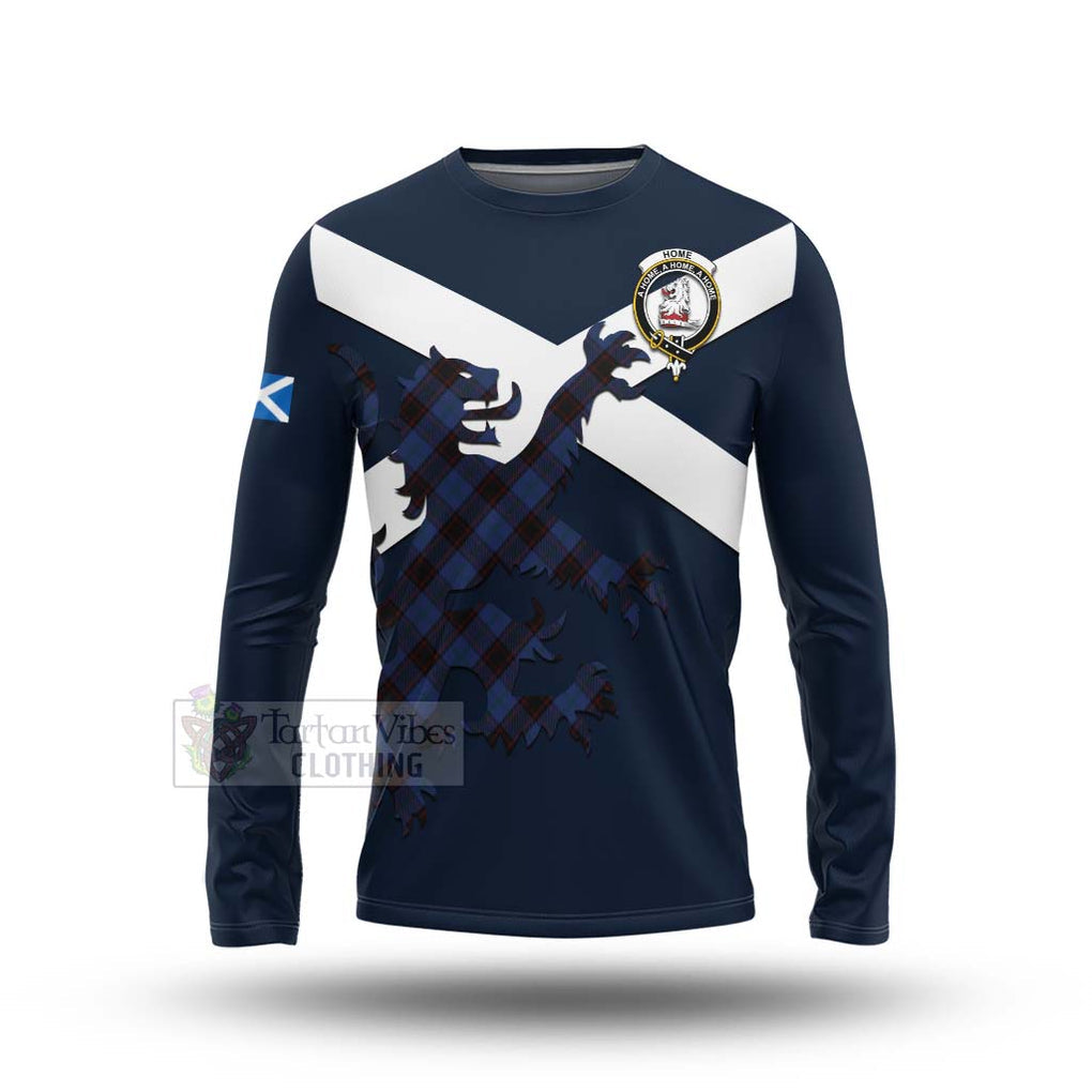 Tartan Vibes Clothing Home (Hume) Tartan Lion Rampant Long Sleeve T-Shirt – Proudly Display Your Heritage with Alba Gu Brath and Clan Name