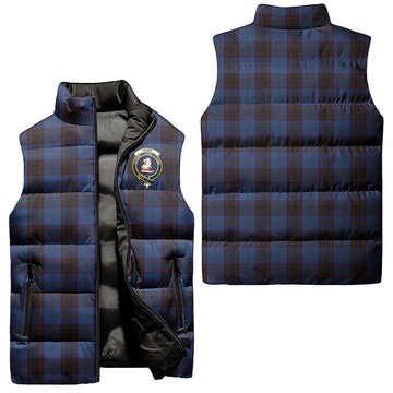 Home (Hume) Tartan Sleeveless Puffer Jacket with Family Crest