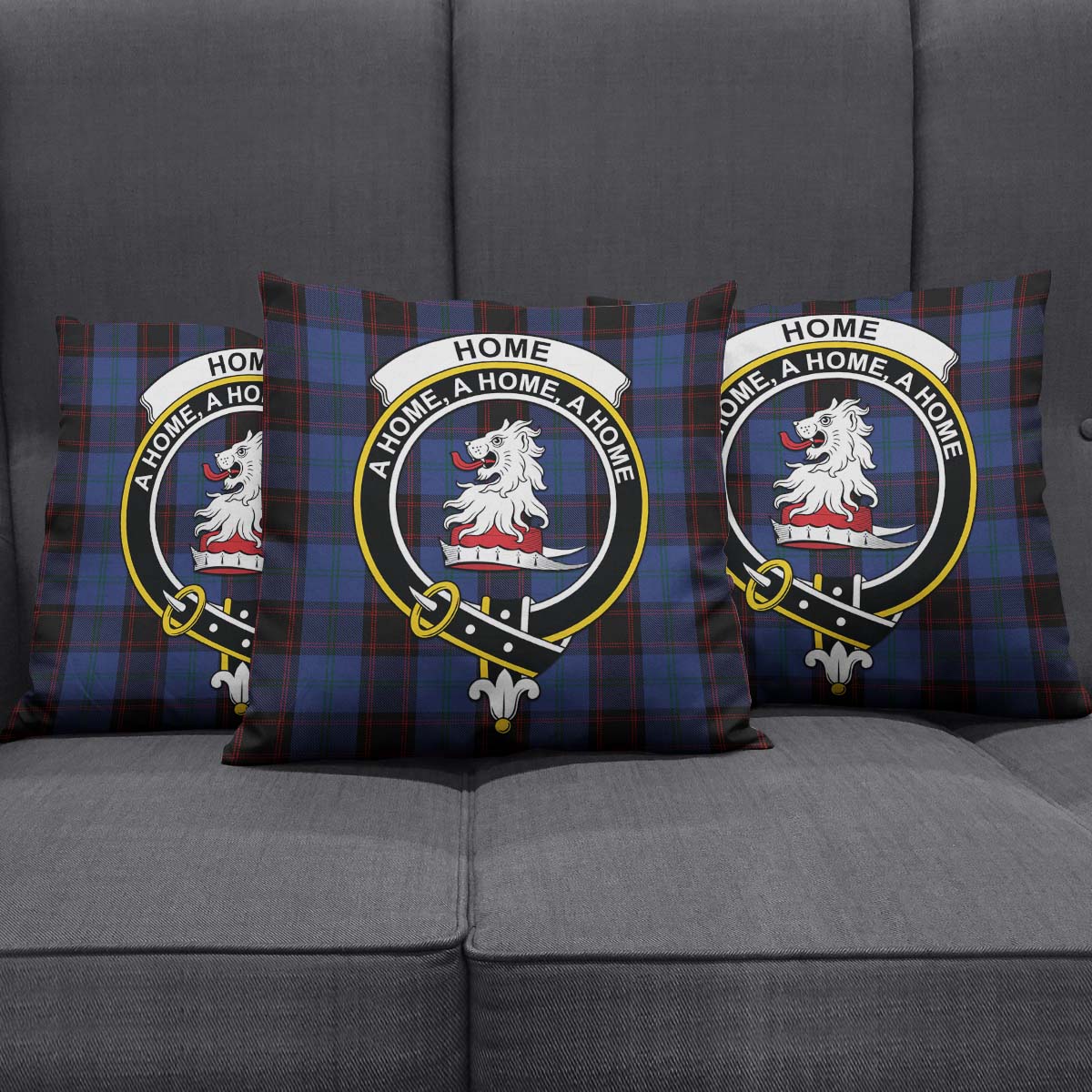 Home (Hume) Tartan Pillow Cover with Family Crest Square Pillow Cover - Tartanvibesclothing