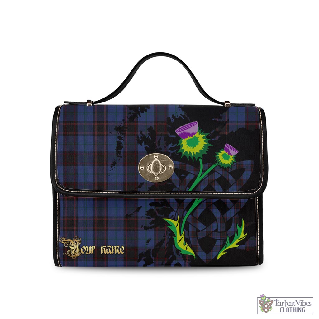 Tartan Vibes Clothing Home (Hume) Tartan Waterproof Canvas Bag with Scotland Map and Thistle Celtic Accents