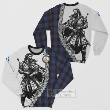 Home (Hume) Tartan Clan Crest Sweatshirt with Highlander Warrior Celtic Style