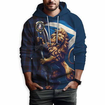 Home (Hume) Tartan Family Crest Hoodie with Scottish Majestic Lion