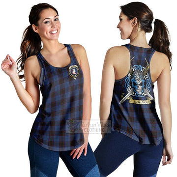 Home (Hume) Tartan Women's Racerback Tanks with Family Crest Celtic Skull Style