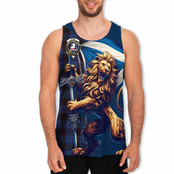 Home (Hume) Tartan Family Crest Men's Tank Top with Scottish Majestic Lion