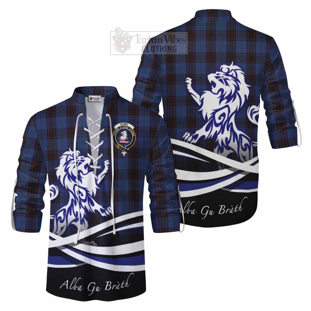 Tartan Vibes Clothing Home (Hume) Tartan Ghillie Kilt Shirt with Alba Gu Brath Regal Lion Emblem