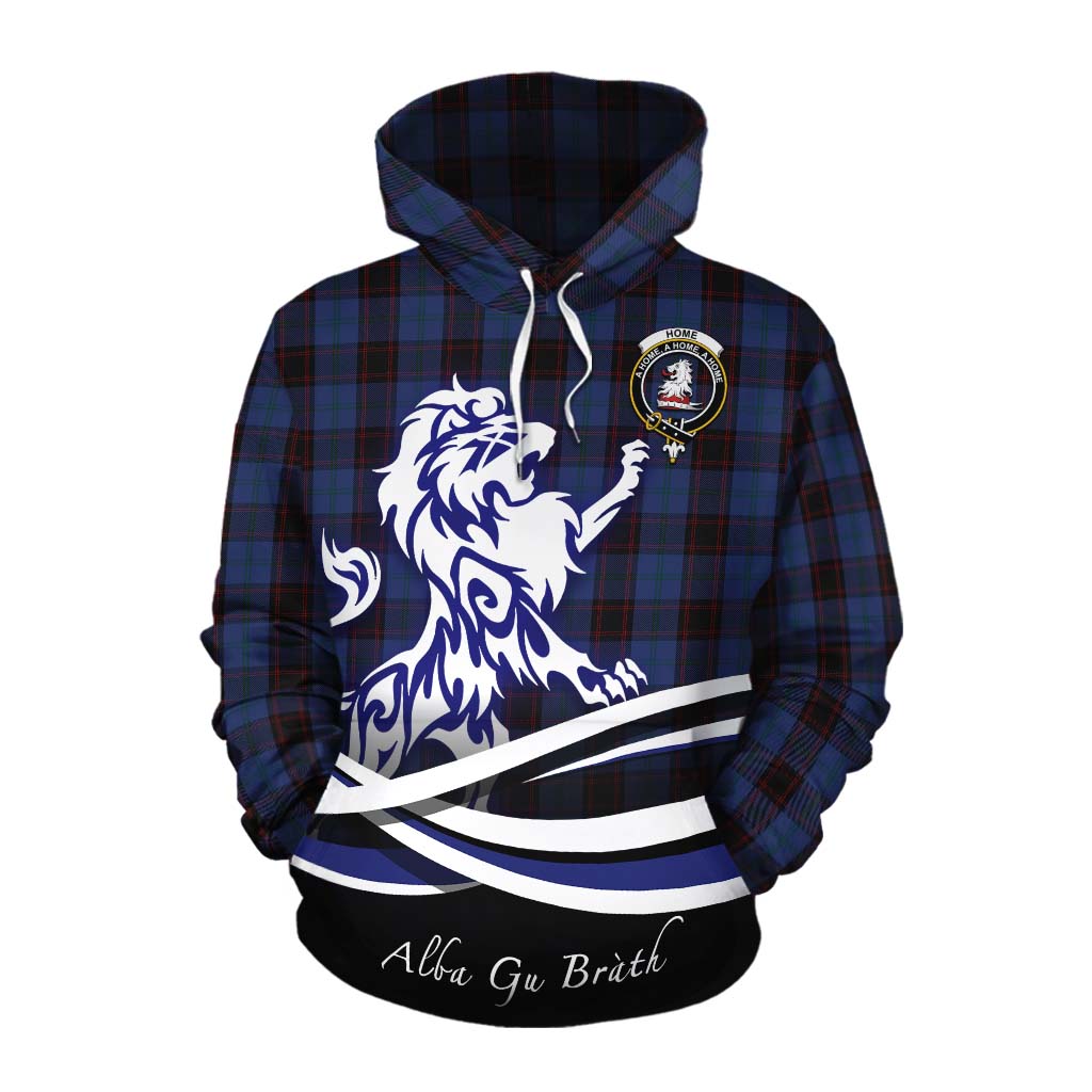 Tartan Vibes Clothing Home (Hume) Tartan Cotton Hoodie with Alba Gu Brath Regal Lion Emblem