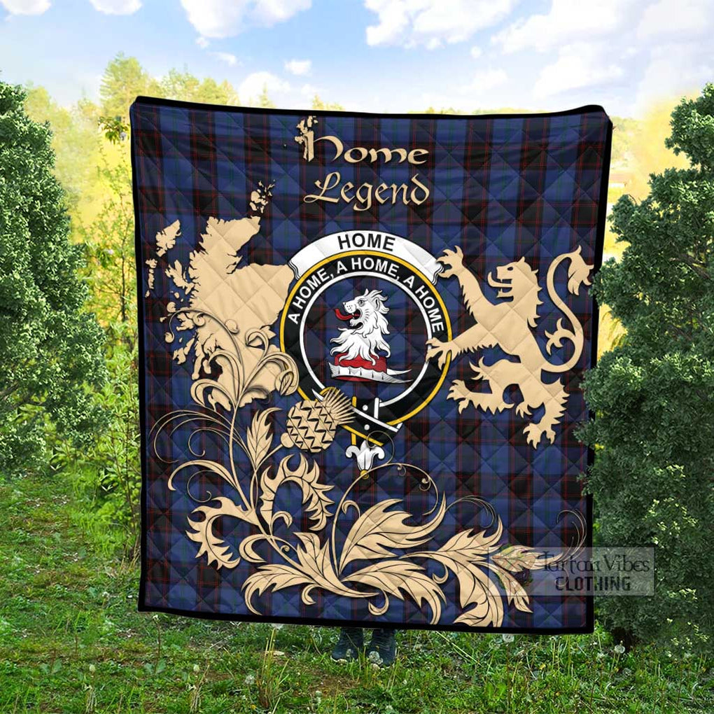 Tartan Vibes Clothing Home (Hume) Tartan Quilt with Family Crest and Scottish Symbol Style