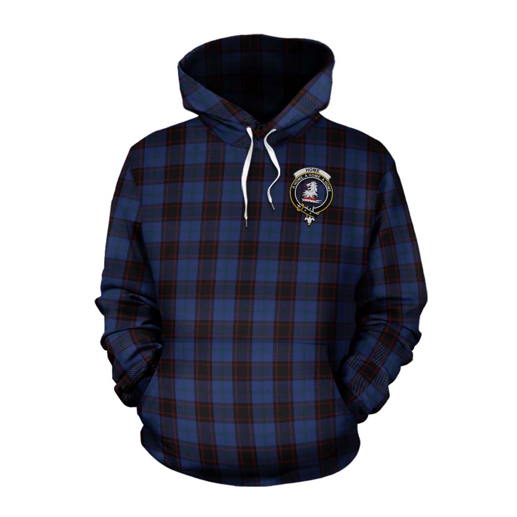 Tartan Vibes Clothing Home (Hume) Tartan Cotton Hoodie with Family Crest Celtic Skull Style