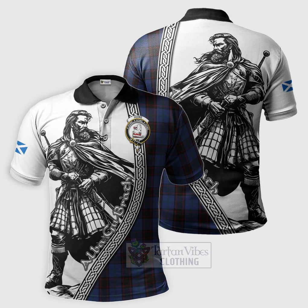 Tartan Vibes Clothing Home (Hume) Tartan Clan Crest Polo Shirt with Highlander Warrior Celtic Style