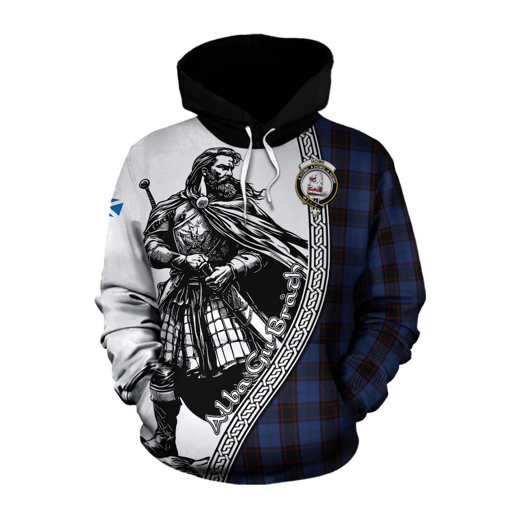 Tartan Vibes Clothing Home (Hume) Tartan Clan Crest Cotton Hoodie with Highlander Warrior Celtic Style