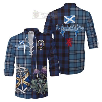 Home (Hume) Tartan Ghillie Kilt Shirt Happy St. Andrew's Day Half Tartan Style