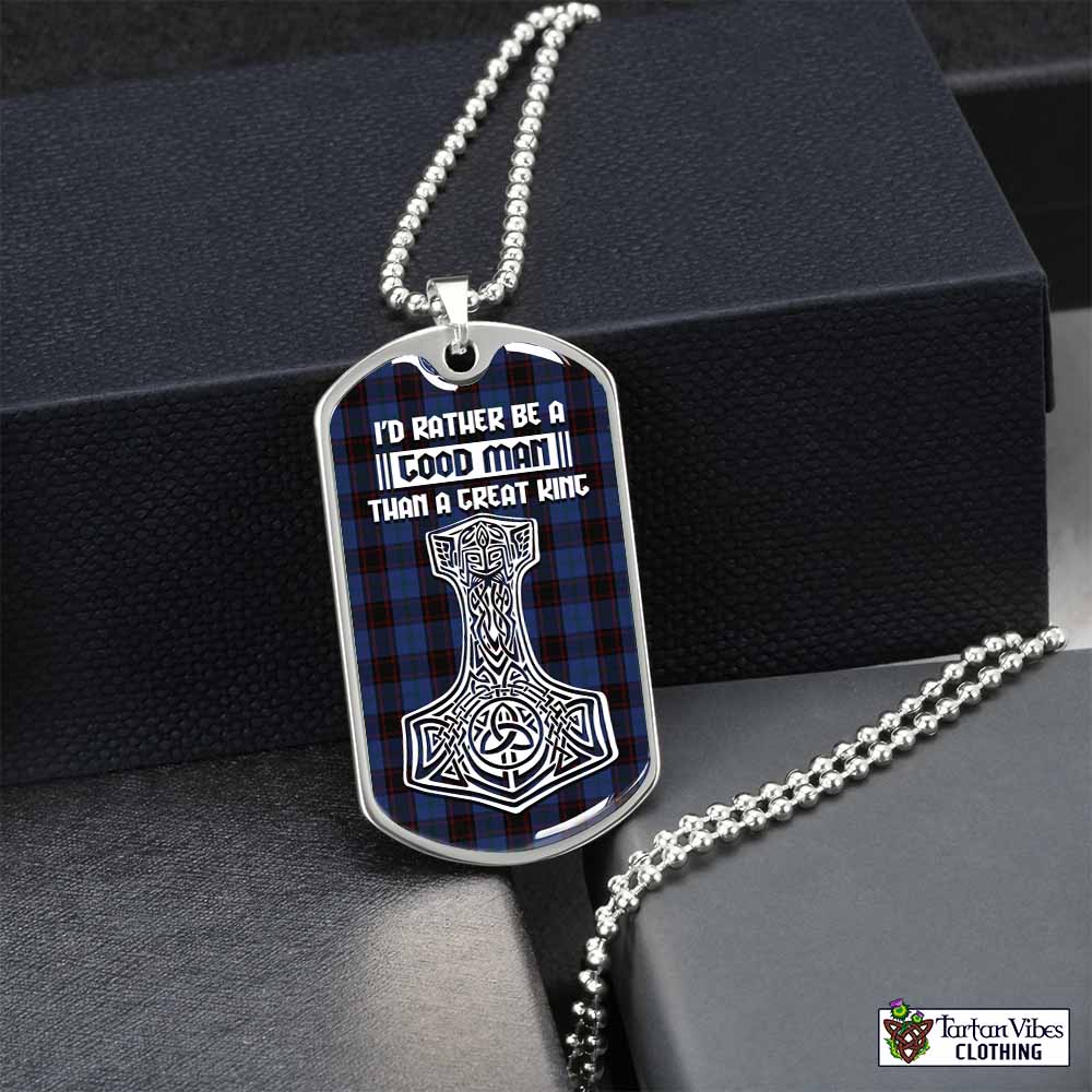 Tartan Vibes Clothing Home (Hume) Tartan Dog Tag Necklace Viking Mjolnir Style