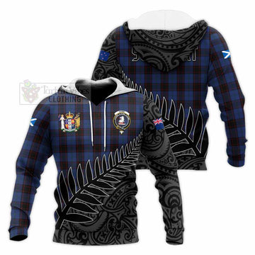 Home (Hume) Crest Tartan Knitted Hoodie with New Zealand Silver Fern Half Style