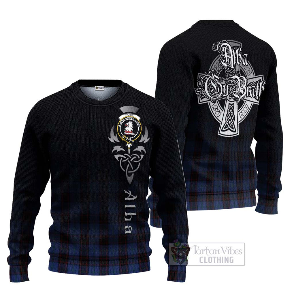 Tartan Vibes Clothing Home (Hume) Tartan Knitted Sweater Featuring Alba Gu Brath Family Crest Celtic Inspired