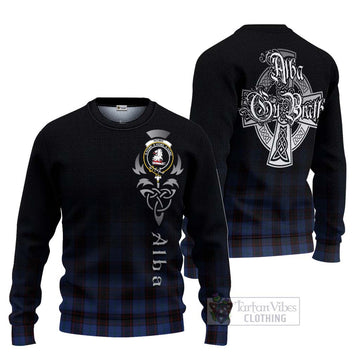 Home (Hume) Tartan Ugly Sweater Featuring Alba Gu Brath Family Crest Celtic Inspired