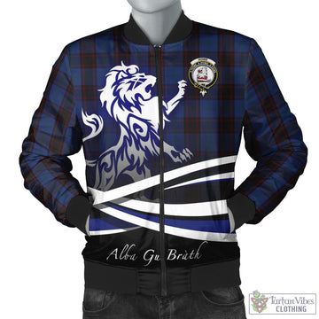 Home (Hume) Tartan Bomber Jacket with Alba Gu Brath Regal Lion Emblem